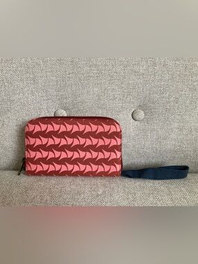 Coral fabric wristlet wallet